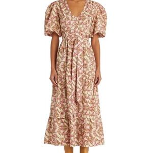 Marie Oliver Natalie dress Pink and Cream Midi Dress